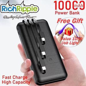 RichRipple 3-Cables Portable Power Bank 10000mAh Fast Charger