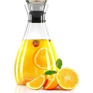 Elegant Glass Teapot / Serving Pitcher with Wooden Lid