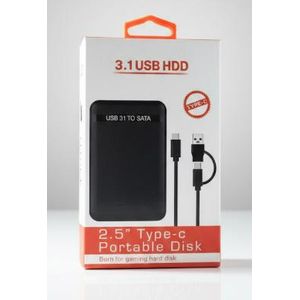 2.5" Type-C portable hard disk drive (HDD) enclosure With a 2 In 1 Micro USB Type C Cable