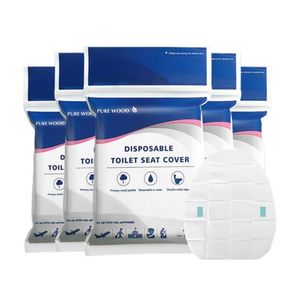 60 PCS Double Disposable Paper Toilet Seat Covers for Adults, Pregnant women, Kids Potty Toilet Training, Travel use, Waterproof and Non slip, 10 Individual Packaging