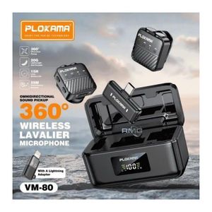 PLOKAMA VM80 Wireless Lavalier Microphone Set – Clear Voice for Vlogging, Interviews & Live Streaming