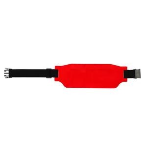 Unisex Red Running Waist Bag Sports Fitness Ultra-Thin Waterproof Adjustable Belt Pack Travel Yoga Pouch for Men Women - red,black