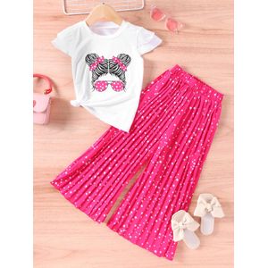 Girls Pants Autumn Winter Casual Loose Black Pink Color Kids Wide