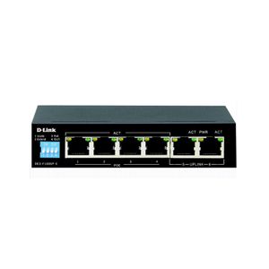 D-Link 6-port 10/100Base-T Unmanaged Long Range 250m PoE+ Surveillance Switch with 4 PoE ports, 60W PoE Power budget.