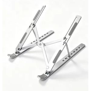 Foldable Adjustable Laptop Stand – Portable Aluminum Notebook Holder - Silver