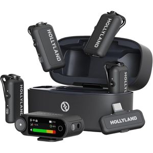 Hollyland LARK MAX 2 Combo-4 Person Version, Wireless Lavalier Microphone, Tailored for Multi-Person Shooting Scenarios, Microphone for Camera, iPhone, Android, (4TX + 2RX+ Charging Case) - Black