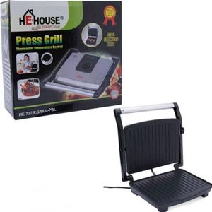 He-House 180 Degree Panini BBQ Grill / Sandwich Maker Press Machine- Silver