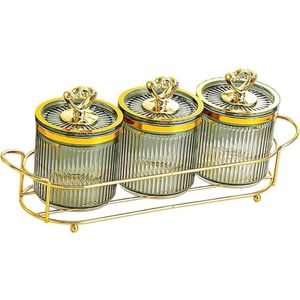 3 Piece Plastic Sugar Bowl Coffee Tea Canister Snack Storage Containers Appetizer Plates For Nuts Wedding Decor Dry Fruit Sealed Jars- Multicolor.