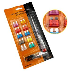 automotive fuse kit that includes a voltage tester pen. 