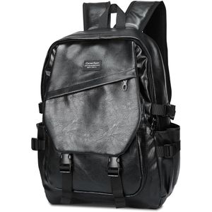 Laptop Backpack Leather Fits 15.6 Inch Laptop - Black