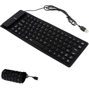 Foldable Silicone Keyboard Silent Portable USB Wired Keyboard for Desktops, Notebooks-black