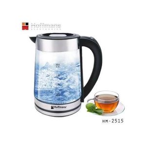 Hoffmans 2.2L Glass Electric Kettle With Blue LED Light- Silver
