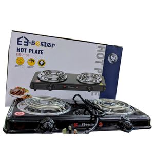 E-bester Double Coil Electric Hotplate - Black, Silver