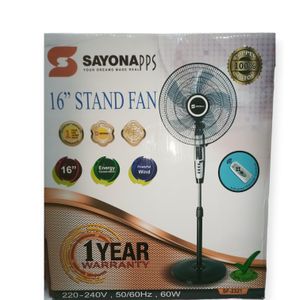 Sayonapps Electric Stand Fan 16" Oscillating With Remote - Black