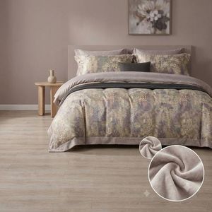 Grace Foam Pure 100% Cotton Premium Flowery Duvet Cover Set With Bedsheet & 2 Flower Pillow Cases - Green Flowery