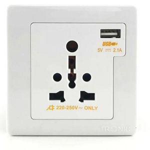 Tronic Single Universal Switch Socket With USB-White