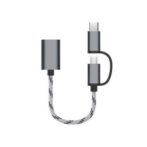 Original Accessories Type-C Male + Micro Usb Male Female Otg Adapter - Grey