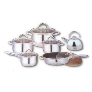 12 Pieces Of Heavy Stainless Steel Saucepans/Cookware, Silver.