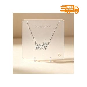 Necklaces 2007 Date of Birth Number Necklace Jewelry Stainless Steel - Silver