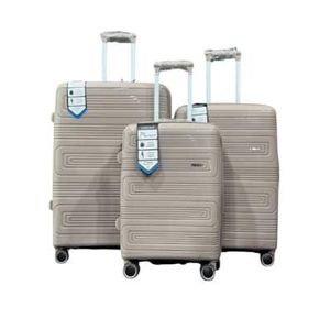  3Pc Set Trolley (20/24/28 inch) with Vanity Trolley Bag Polypropylene Material with 360-Degree Rotating Wheels Number Lock & Securitec Zipper Trolley Suitcases Luggage Set