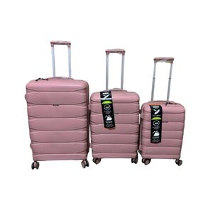 Aset Of 3 Pieces Large Medium  Small Size 4 Wheel Spinner Extreme Durability Double Zipper Digit Lock - Pink