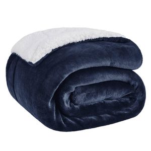 Bedsure Sherpa Blanket Throw Blankets Bed Blankets, Soft Cozy and Warm Reversible/Textured/Fuzzy 6*6 - Blue.