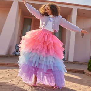Rainbow Layered Tulle Skirt, Tiered Tulle Long Party Skirt, Prom Skirt, Fairy Tulle Skirt