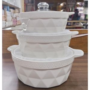 Elegant 3-Piece Serving Dish Set with Glass Lids – Perfect for Stylish Hosting!