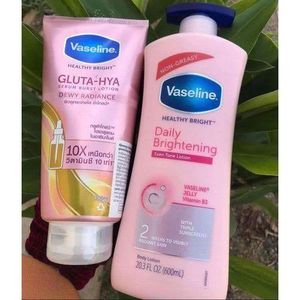 vaseline.Daily Brightening Even Tone Lotion + Gluta-Hya Dewy Radiance Serum Burst Lotion