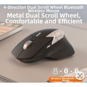 Office Use Ergonomic Silent Dual Side Scroll Wheel Wireless Bluetooth Mouse.