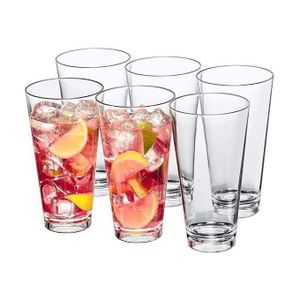 6-Piece Drinkware Set for Cocktails, Juices, Water, and Beer - Transparent
