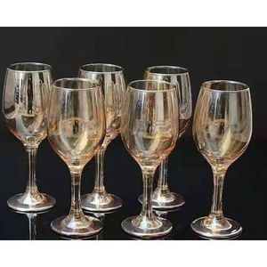 6 Pc Gold Lead-free Juice, Champagne Wine Glasses Decorative - Brown.