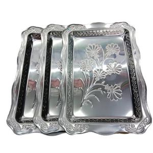 Strong Stainless Steel Trays With Unique Designs That May Vary-Silver
