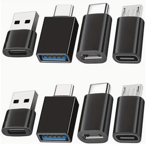 8pcs USB to USB C Adapter, USB Type C Female to USB Adapter, Micro USB to USB C Female Male Converter Connector, for Laptop Car Smartphone Headphone Mic PC