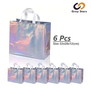 6-Pack Non-woven Shopping Bags, Reusable, Party Tote Bags, Birthday/Wedding Gift Bags, with Handles