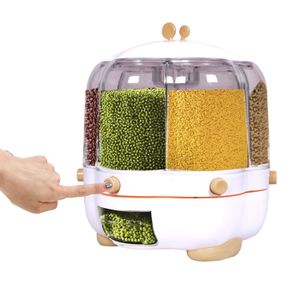 Rotating Food Dispenser With 6 Compartments, Kitchen Organizer For Rice & Legumes, Cereal Dispenser, Rice Dispenser, Storage Container, Grain Dispenser - Multicolor