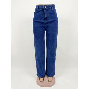 Women's High Waist Straight Leg Denim Jeans - Blue