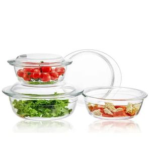3 Casserole  Serving Dishes - Transparent