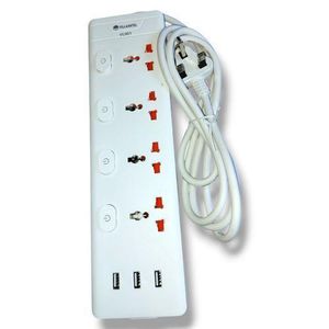 Genetic VILLAON Original 4Way Heavy Duty 2Metre Multifunction Extension Cable Socket with 3 USB Ports and LED Lights- White