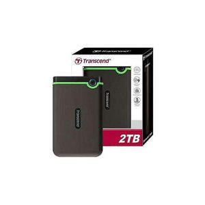 Transcend StoreJet 2TB Rugged External Hard Drive, USB3.1(5Gbps) Portable HDD w/One Touch Auto-Backup Button/Anti-Shock Resistant/Compact