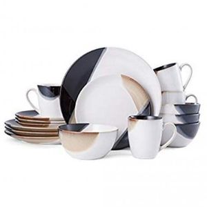 24  Piece Partial Design Plates, Cups, Bowls Dinner Set - Multi colour.