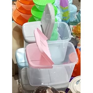 2-Piece Plastic Cereal Storage Tin Set – Airtight & Durable