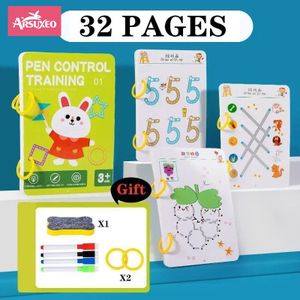 Arsuxeo 1pc Magical Tracing Workbook Control Training Book Reusable Magic Practice Copybook Children Montessori Drawing Education Stationery