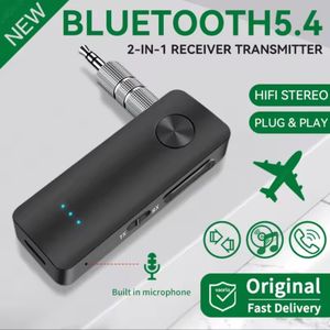 2-In-1 Wireless Audio Adapter Bluetooth 5.4 Receiver Transmitter 3.5mm AUX Lossless Sound MIC For Car Speaker TV PC Airplane