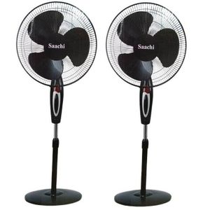 Saachi double 16 Inch Stand Fans With Adjustable Height Plastic Blades And A Powerful Motor-Black