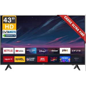Roch 43 Inch Smart Android Frameless HD LED TV With Free To Air - Black (2YRS WRNTY)