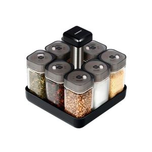 5 Pcs Ceramic Condiment Pots Spice Jars With Bamboo Rack 360 Rotatable &  Serving Spoons, Sugar Bowl Salt Seasoning Container For Kitchen