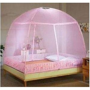 Portable Tent Nets .self-pop up with a zipper enclosure-Pink