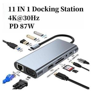 11 in 1 VGA + LAN Port + 4 x USB 3.0 + SD / TF Card + HDMI + Audio Port + USB-C / Type-C Female to USB-C / Type-C HUB Adapter