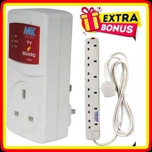 TV Guard Voltage Protector For Digital Smart TVs + 6 Way Power Extension Cable